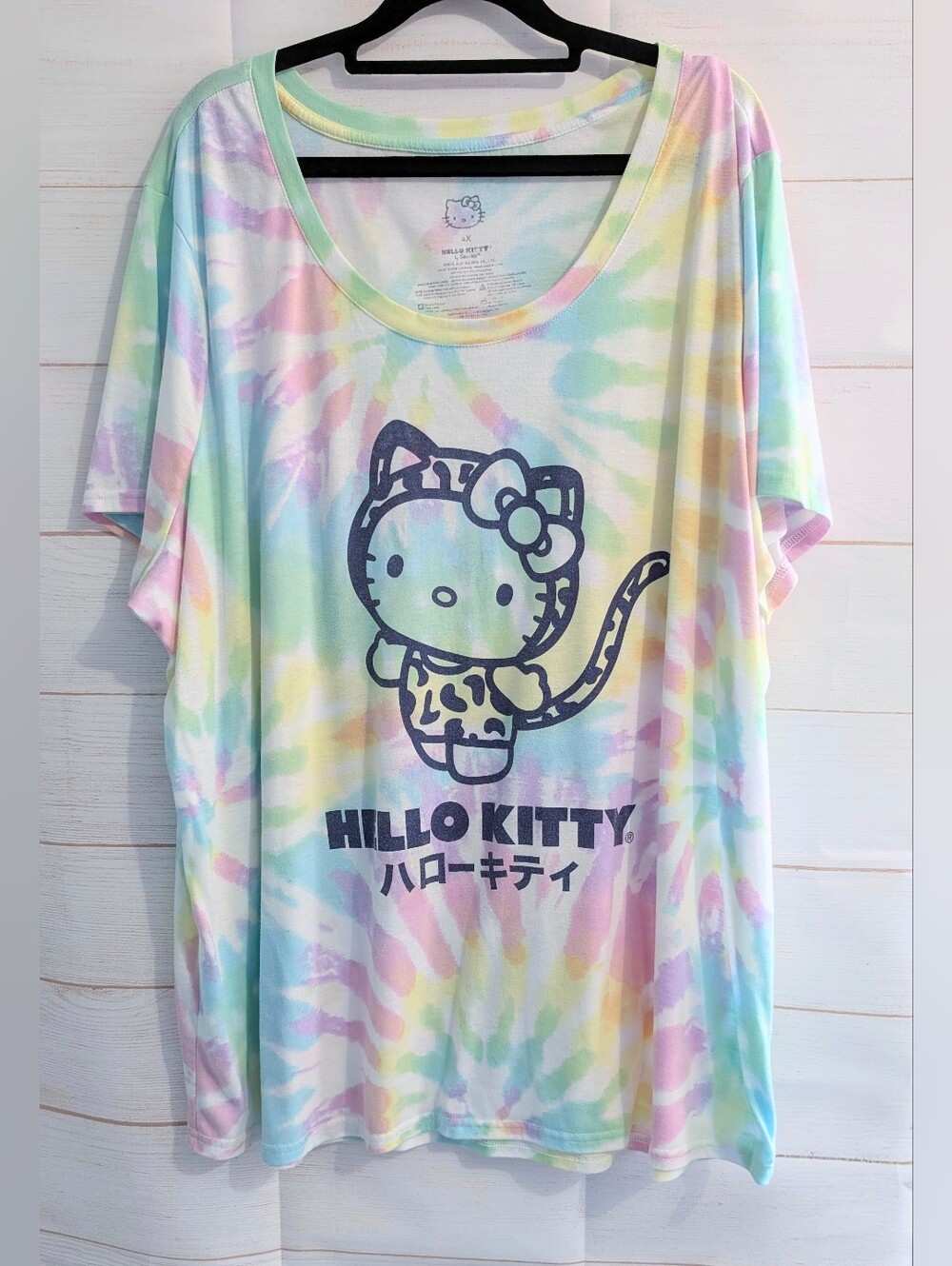 Sanrio Hello Kitty Pastel Tie-Dye Graphic Tee Plus Size 4X